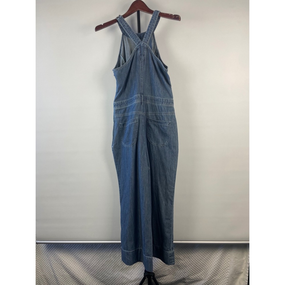 Pilcro Chambray Femme Denim Halter Wide Leg Jumpsuit Retro Blue Women Size 8 - Picture 12 of 16